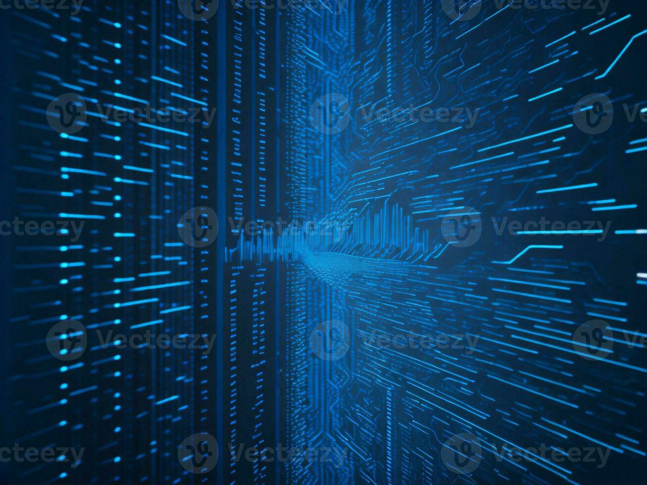AI generated Blue digital binary data on computer screen background. binary code background . abstract blue background photo