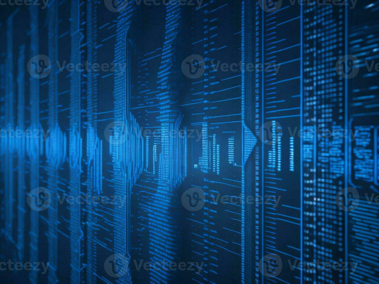 AI generated Blue digital binary data on computer screen background. binary code background . abstract blue background photo