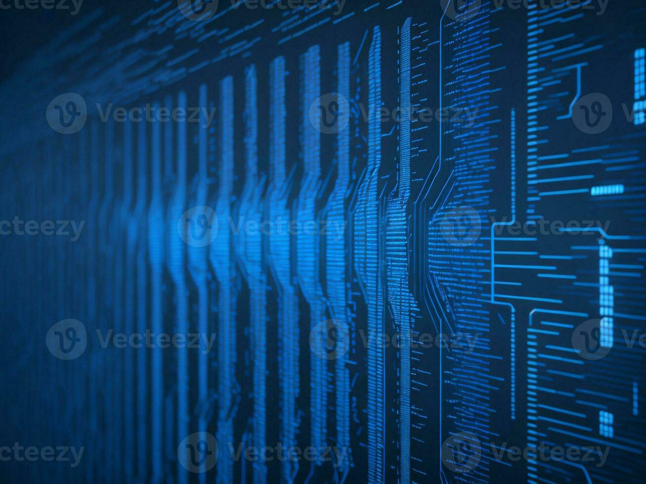 AI generated Blue digital binary data on computer screen background. binary code background . abstract blue background photo