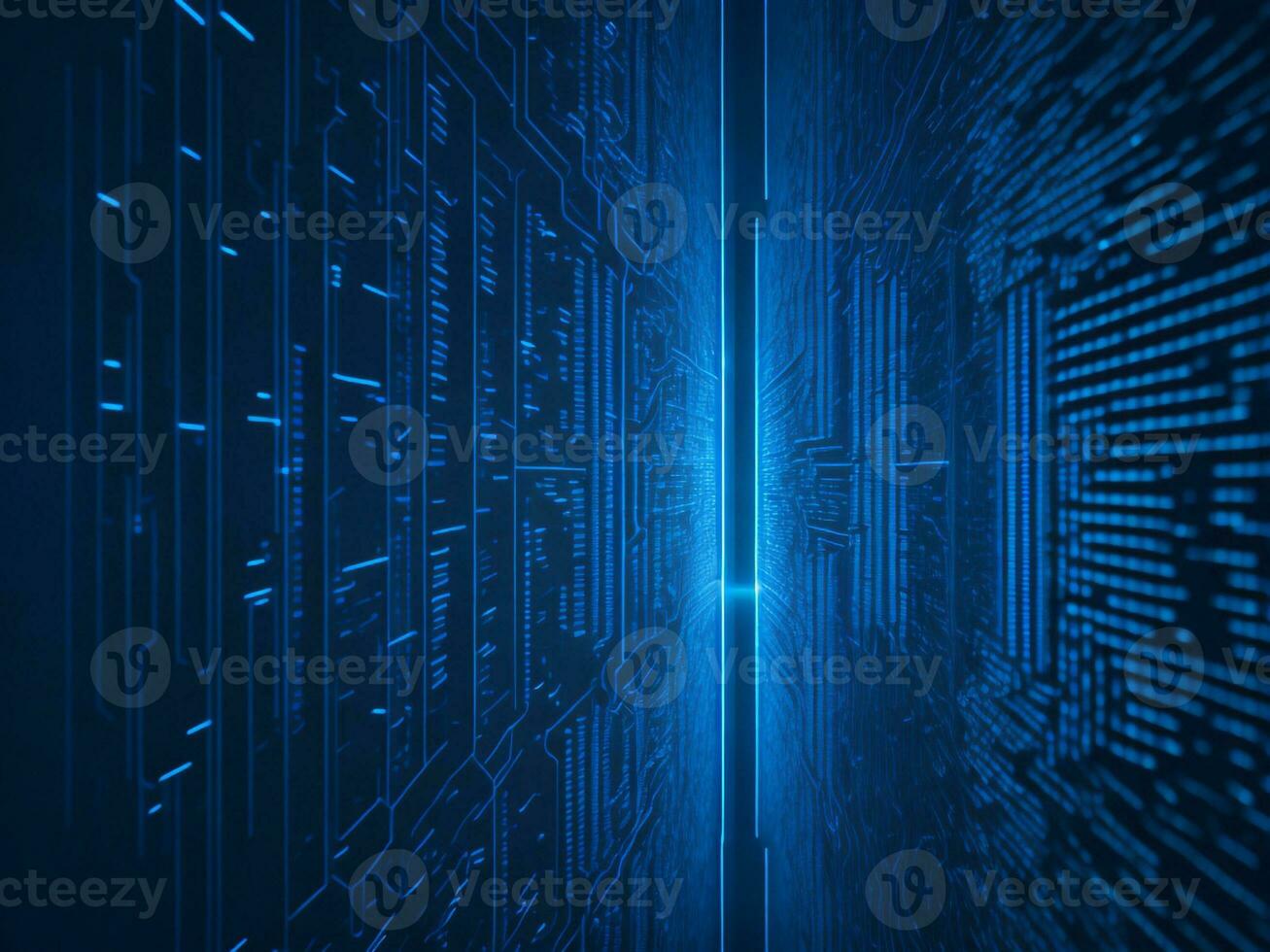 AI generated Blue digital binary data on computer screen background. binary code background . abstract blue background photo