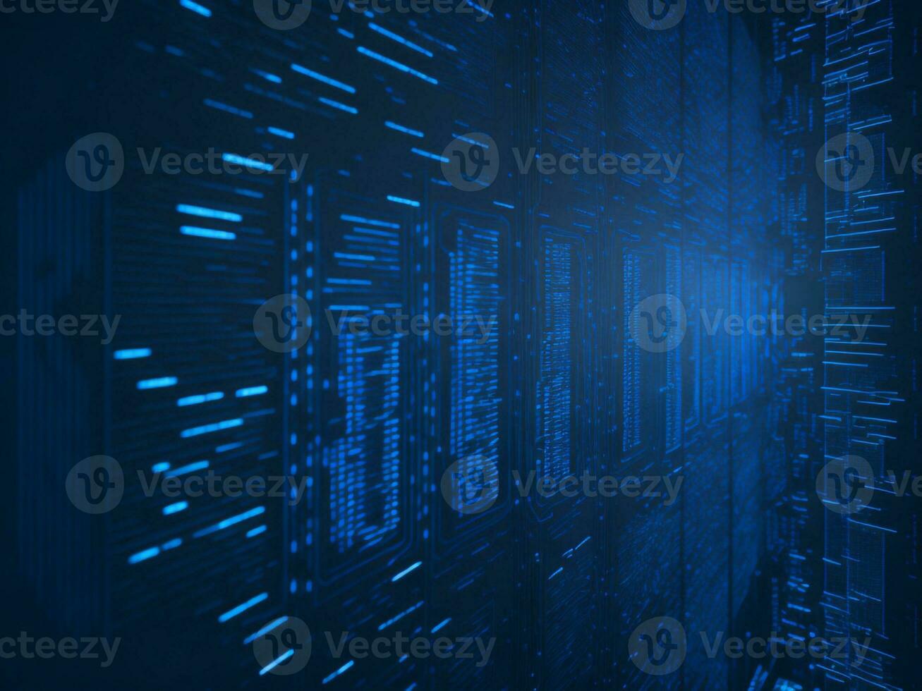 AI generated Blue digital binary data on computer screen background. binary code background . abstract blue background photo