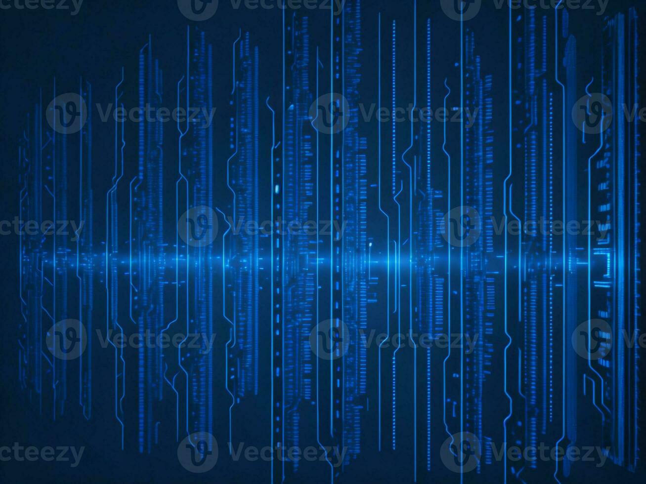 AI generated Blue digital binary data on computer screen background. binary code background . abstract blue background photo
