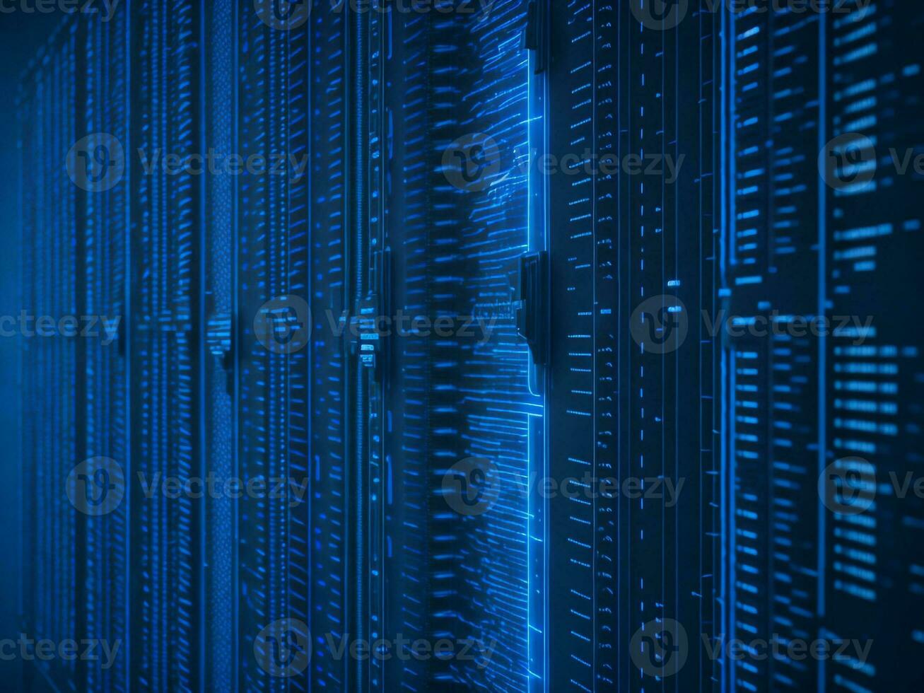 AI generated Blue digital binary data on computer screen background. binary code background . abstract blue background photo