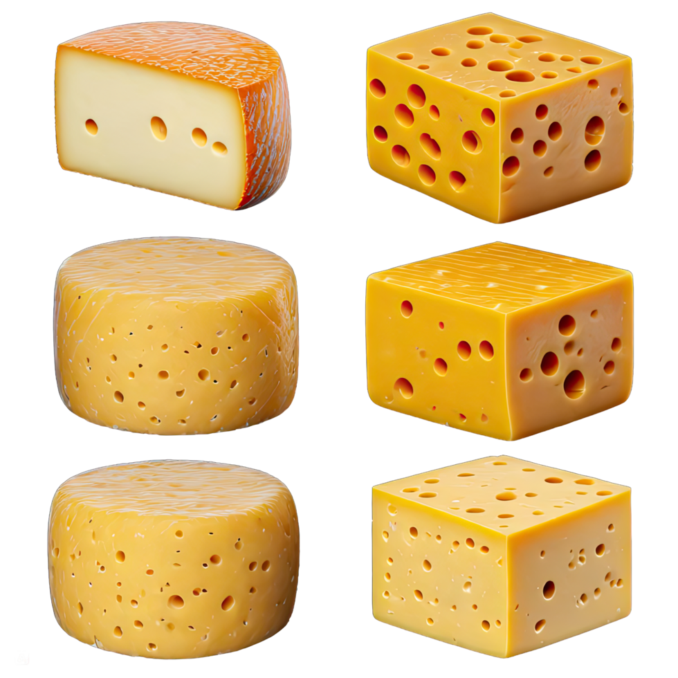 AI generated set of Cheeses isolated on transparent background png