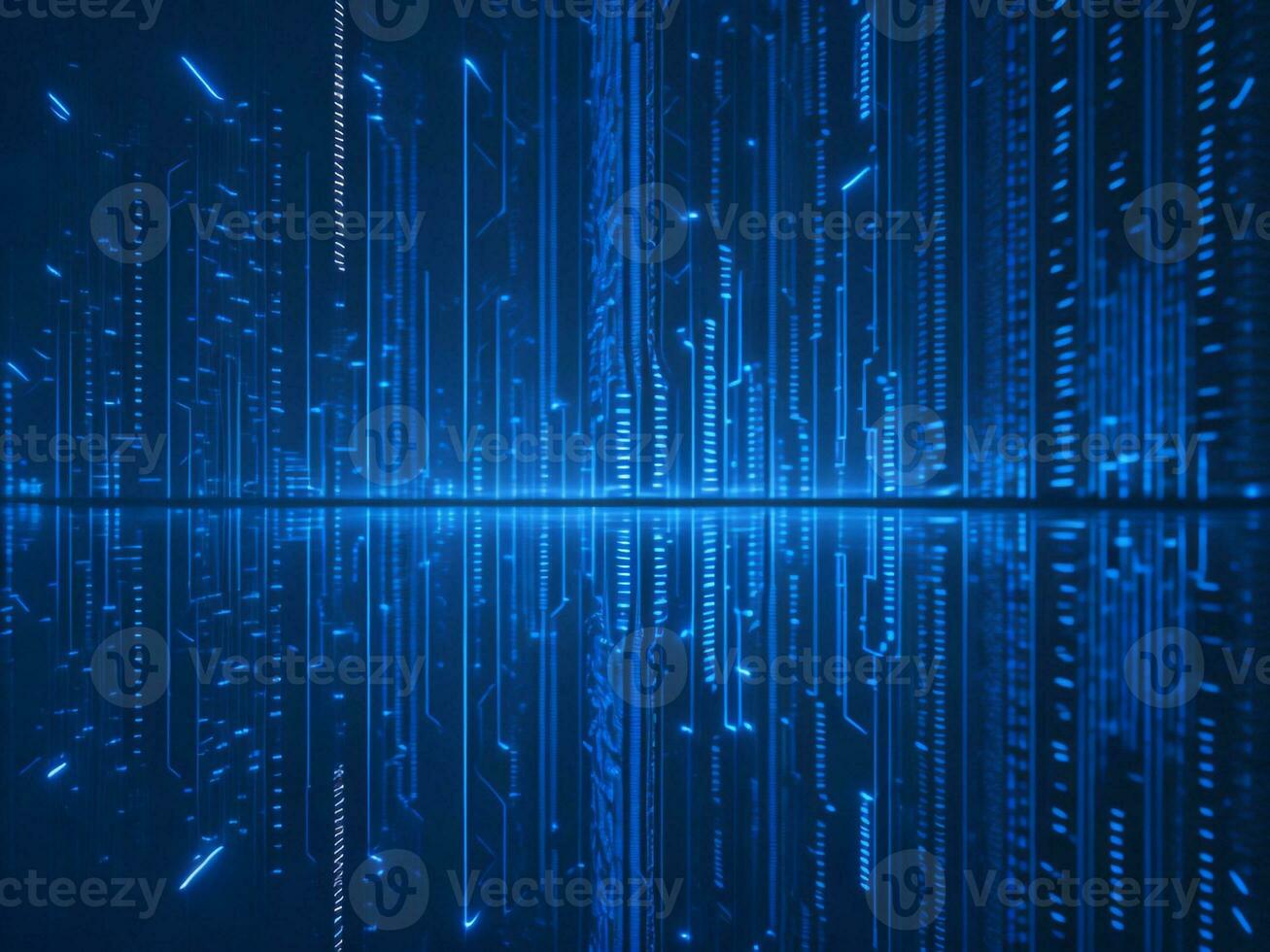 AI generated Blue digital binary data on computer screen background. binary code background . abstract blue background photo