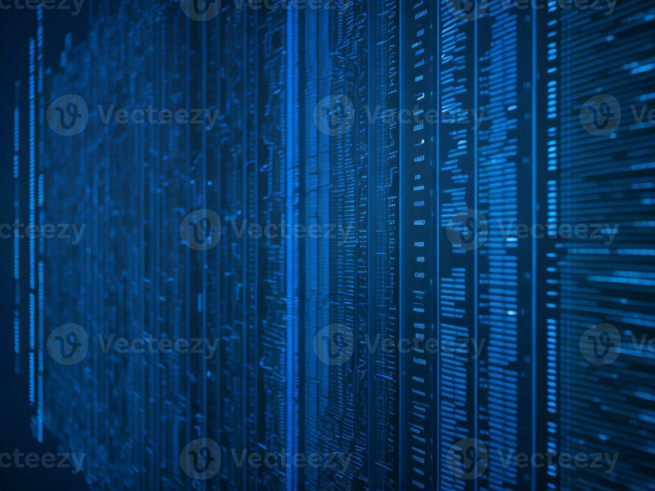 AI generated Blue digital binary data on computer screen background. binary code background . abstract blue background photo
