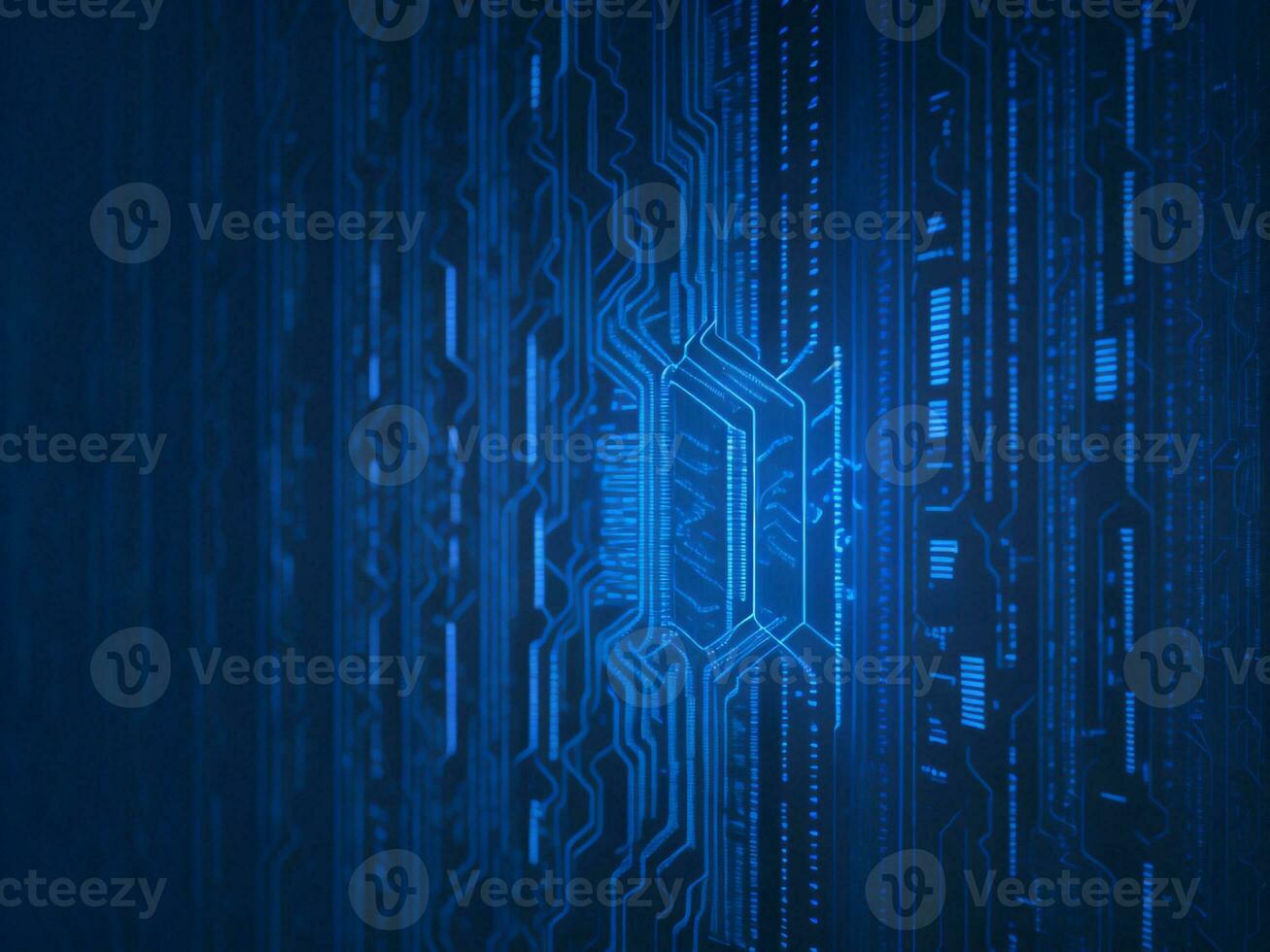 AI generated Blue digital binary data on computer screen background. binary code background . abstract blue background photo