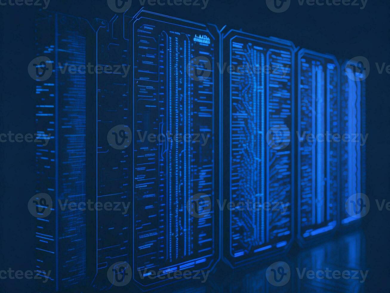 AI generated Blue digital binary data on computer screen background. binary code background . abstract blue background photo