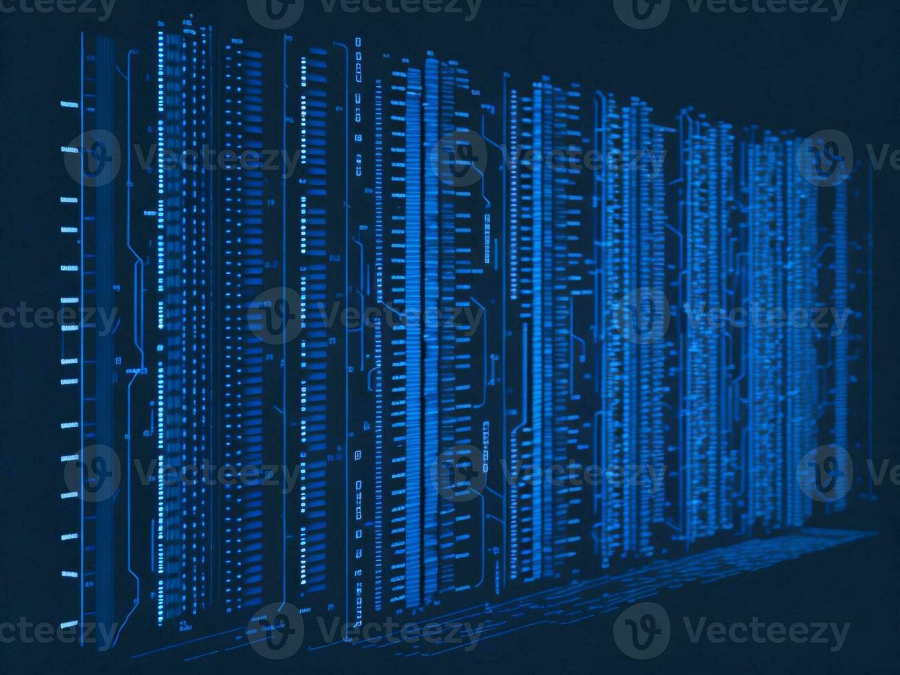 AI generated Blue digital binary data on computer screen background. binary code background . abstract blue background photo