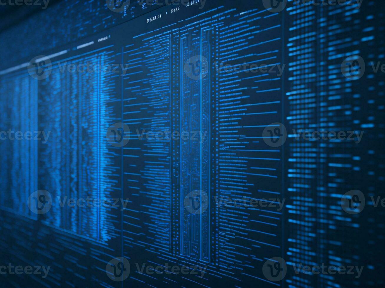 AI generated Blue digital binary data on computer screen background. binary code background . abstract blue background photo