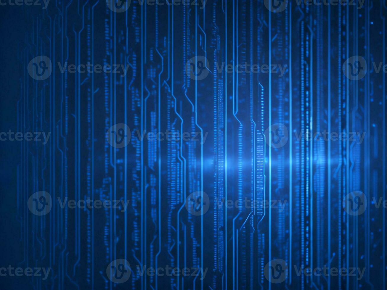 AI generated Blue digital binary data on computer screen background ...