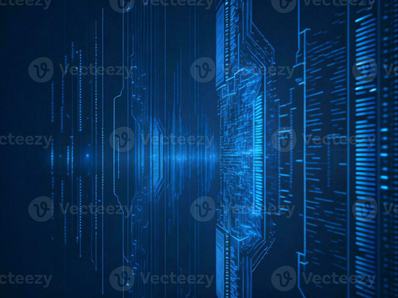 AI generated Blue digital binary data on computer screen background. binary code background . abstract blue background photo