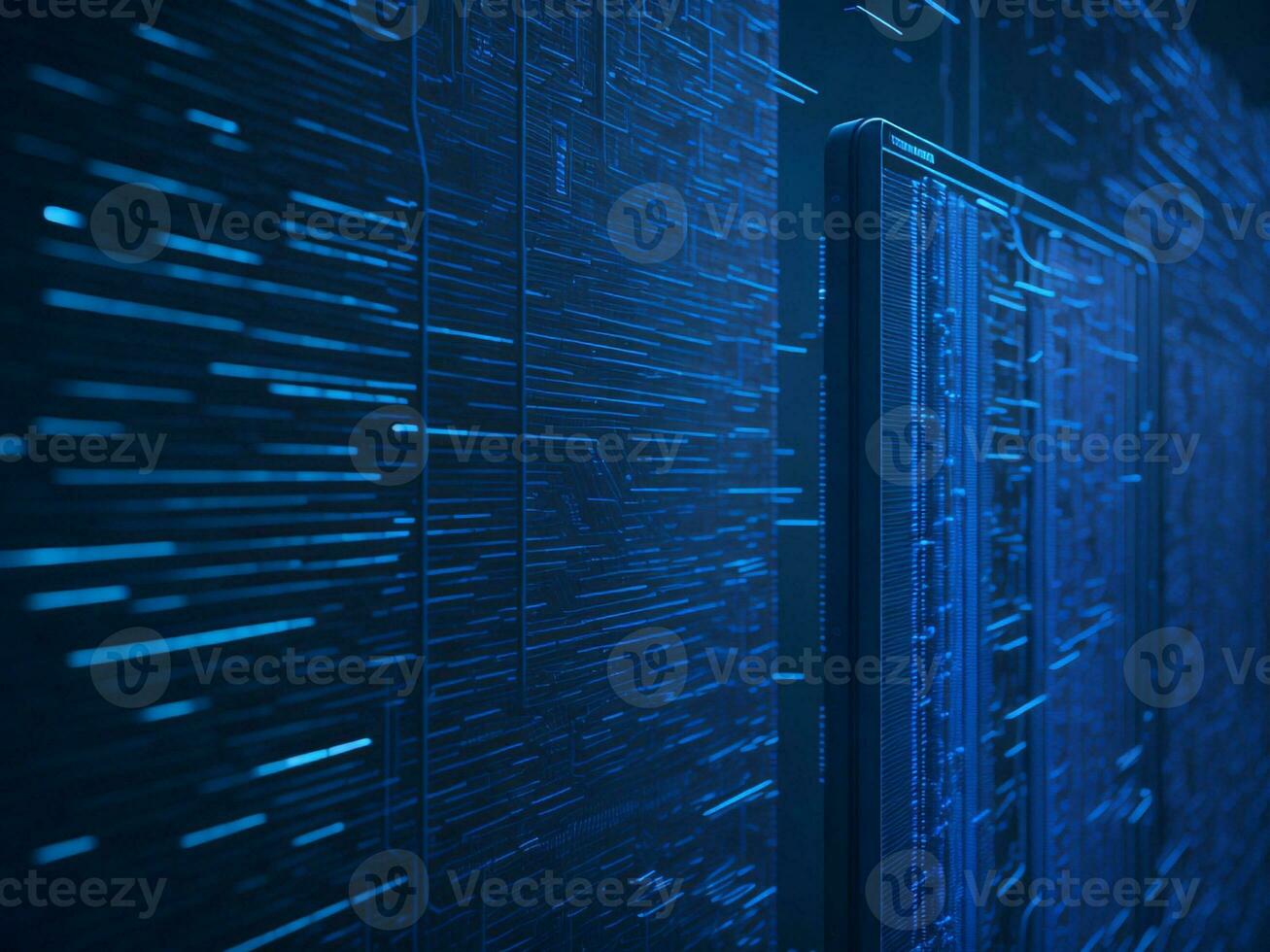 AI generated Blue digital binary data on computer screen background. binary code background . abstract blue background photo