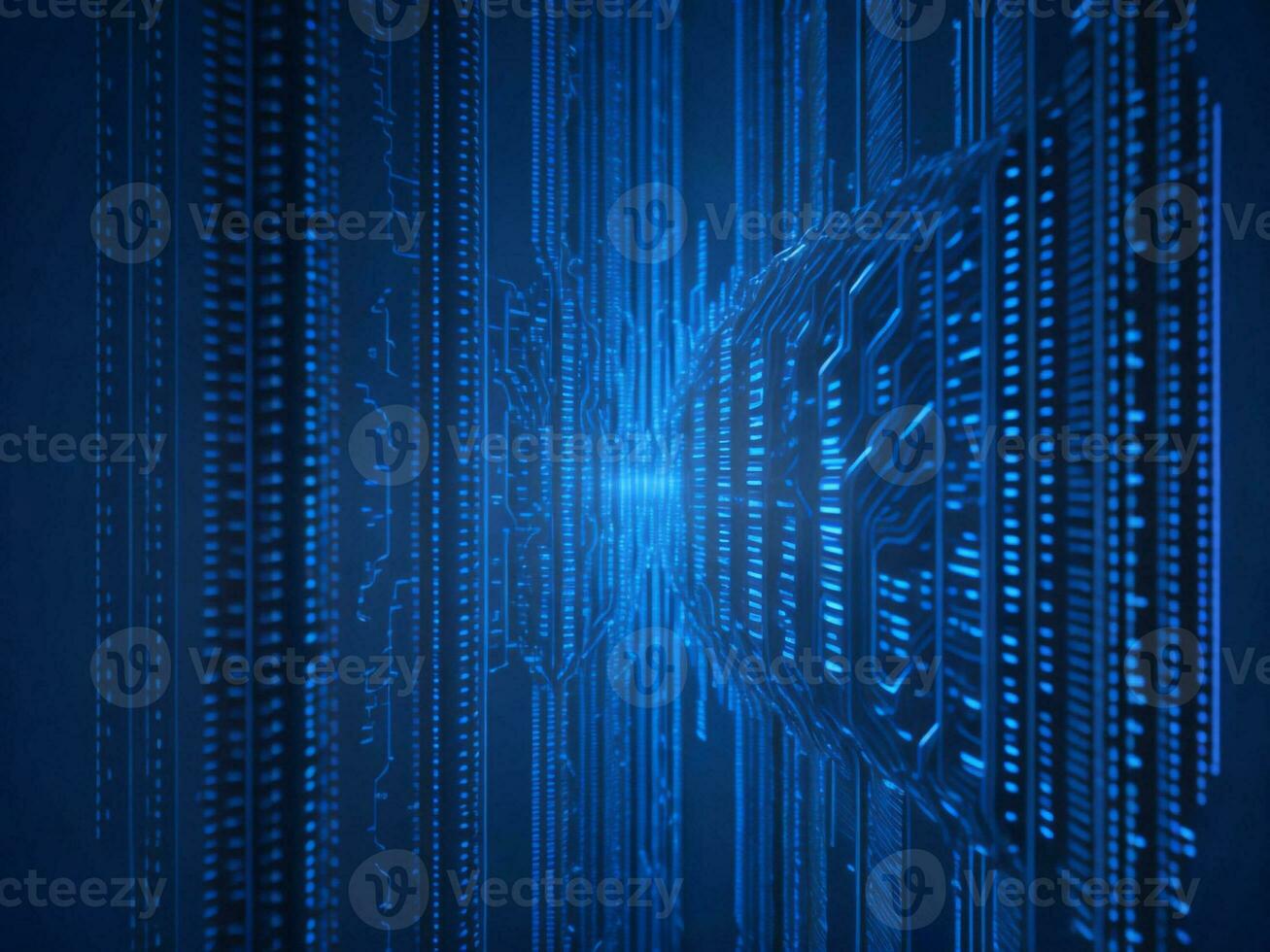 AI generated Blue digital binary data on computer screen background ...