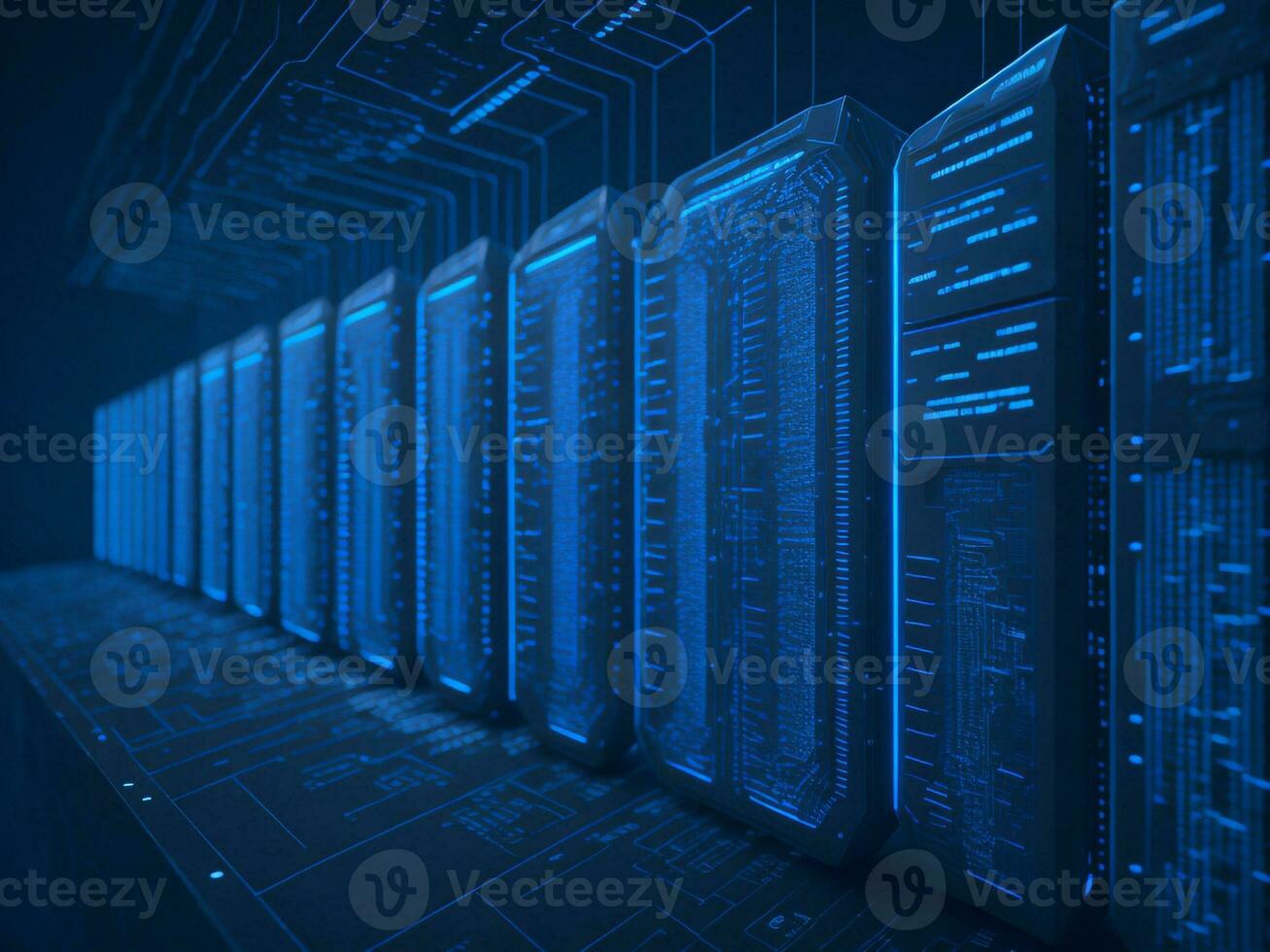 AI generated Blue digital binary data on computer screen background. binary code background . abstract blue background photo