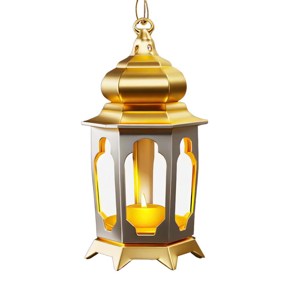 AI generated Metal moroccan lantern isolated on transparent background png