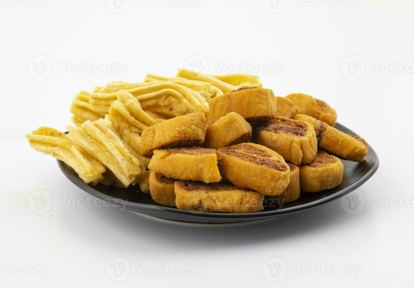 Indian Traditional Spicy Snack Ghatiya With Bhakarwadi Are Deep Fried Snack Made From Chickpea Flour photo