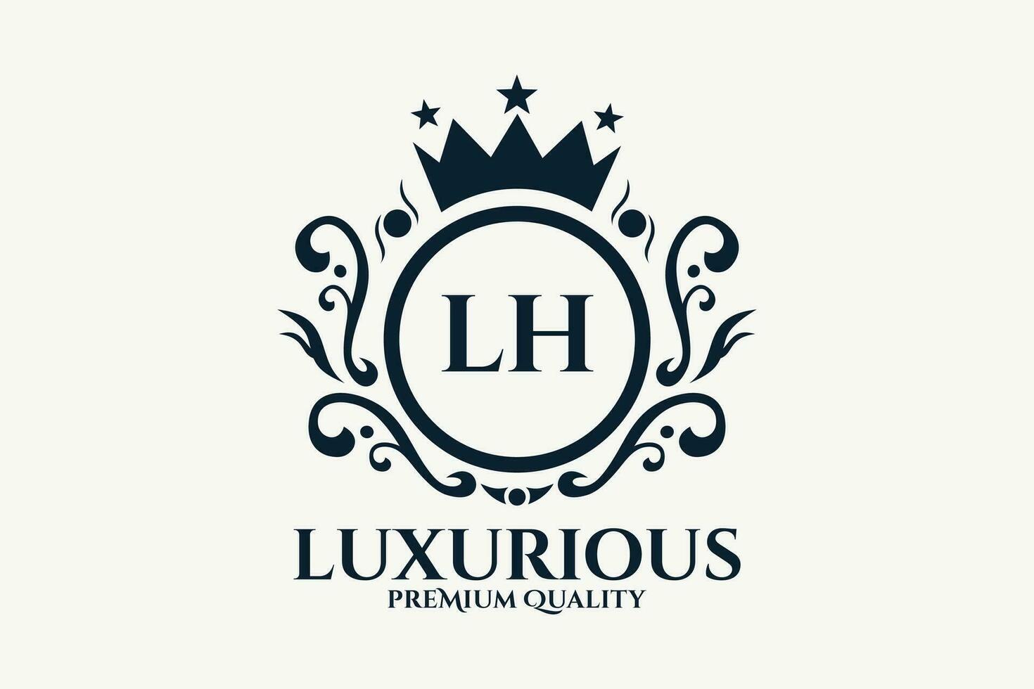 Initial  Letter LH Royal Luxury Logo template in vector art for luxurious branding  vector illustration.