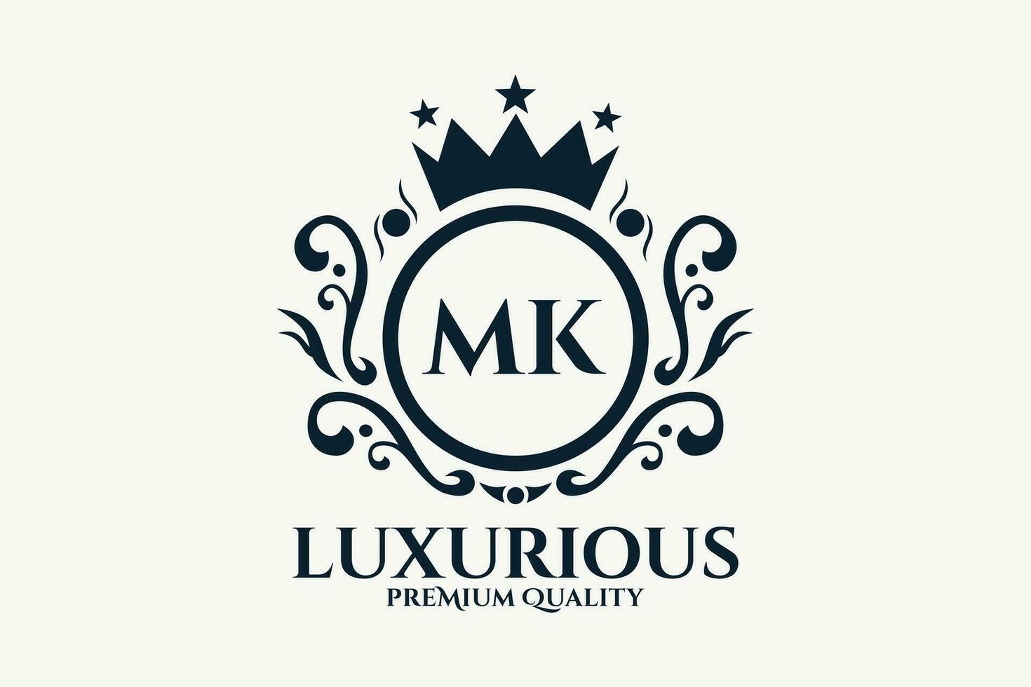 Initial  Letter MK Royal Luxury Logo template in vector art for luxurious branding  vector illustration.