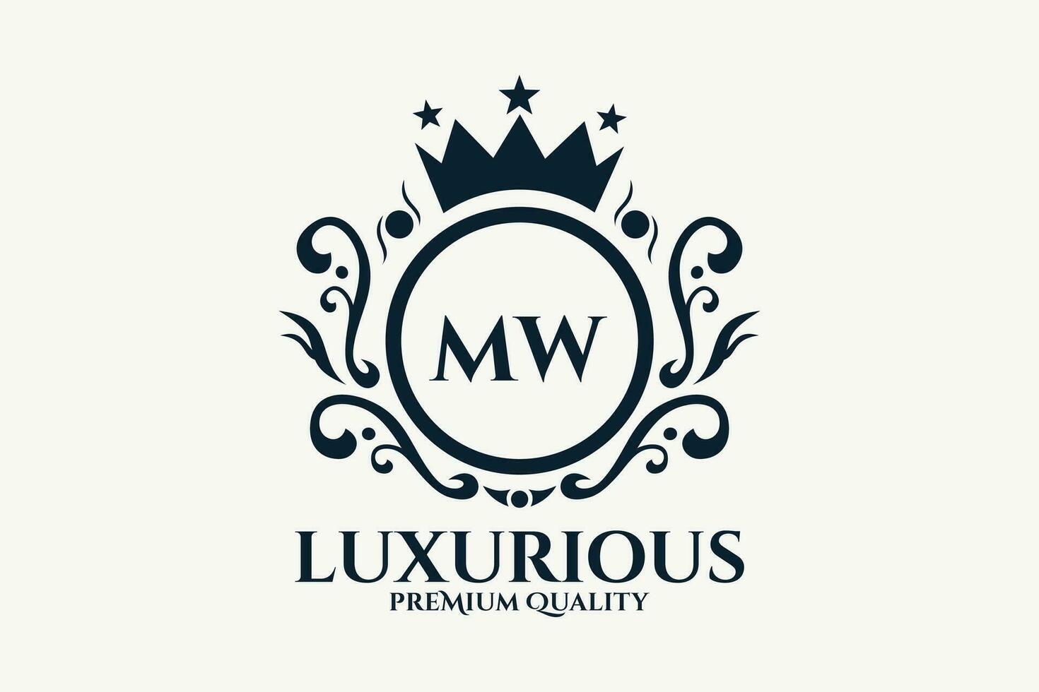 Initial  Letter MW Royal Luxury Logo template in vector art for luxurious branding  vector illustration.