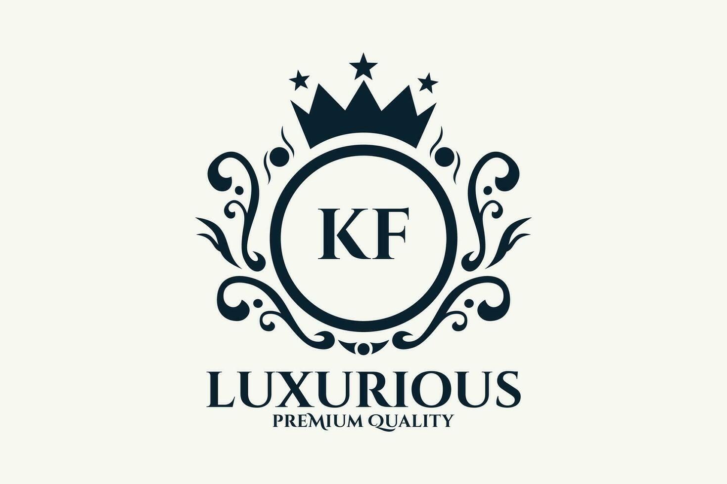 Initial  Letter KF Royal Luxury Logo template in vector art for luxurious branding  vector illustration.