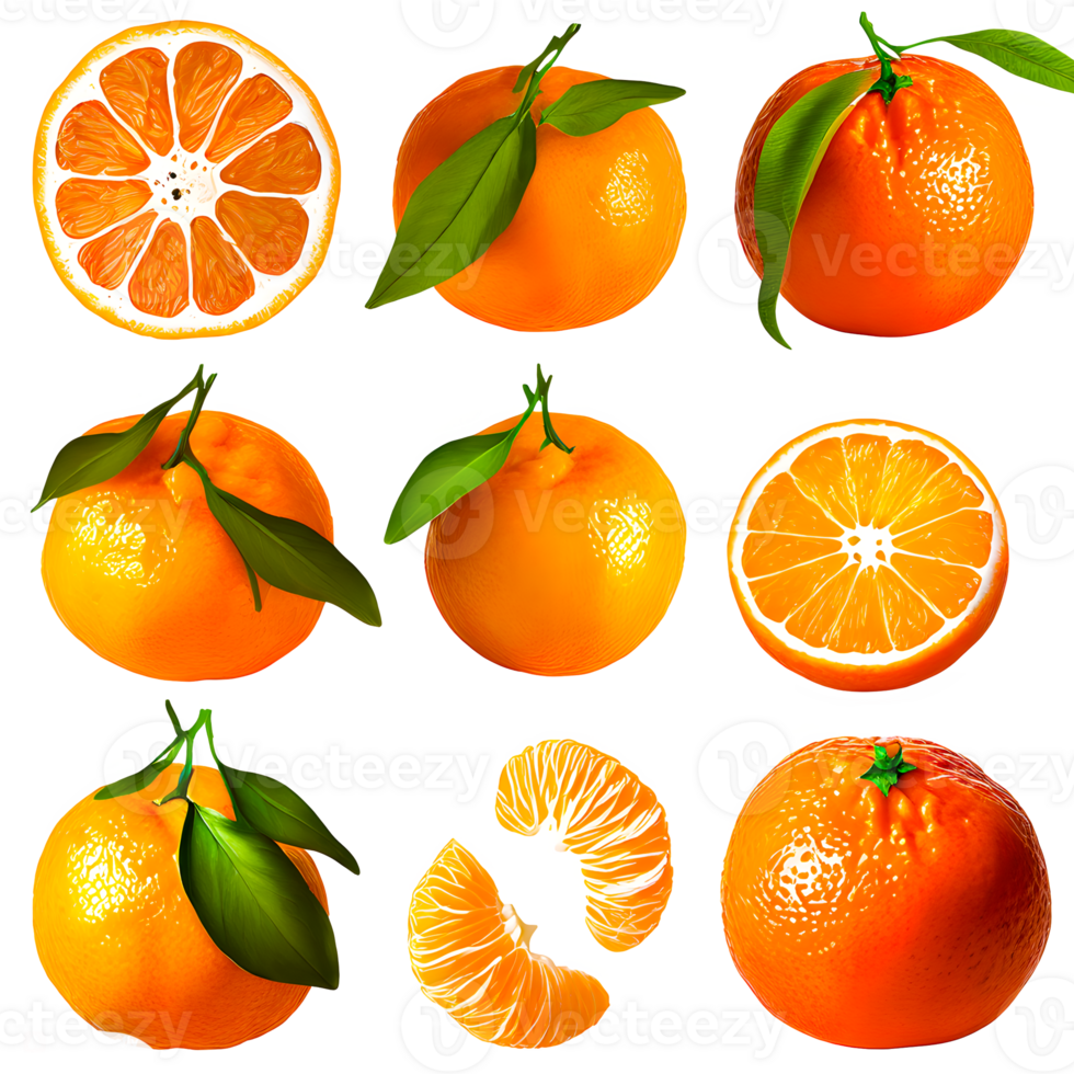 AI generated Satsuma orange sliced isolated on transparent background