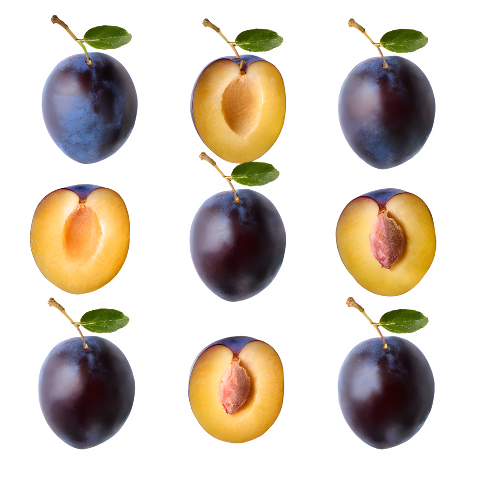 AI generated Fresh plum sliced isolated on transparent background png