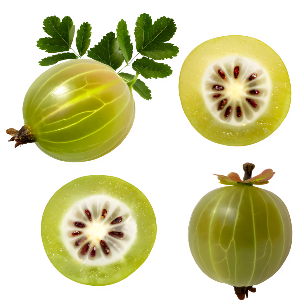AI generated gooseberry sliced isolated on transparent background png