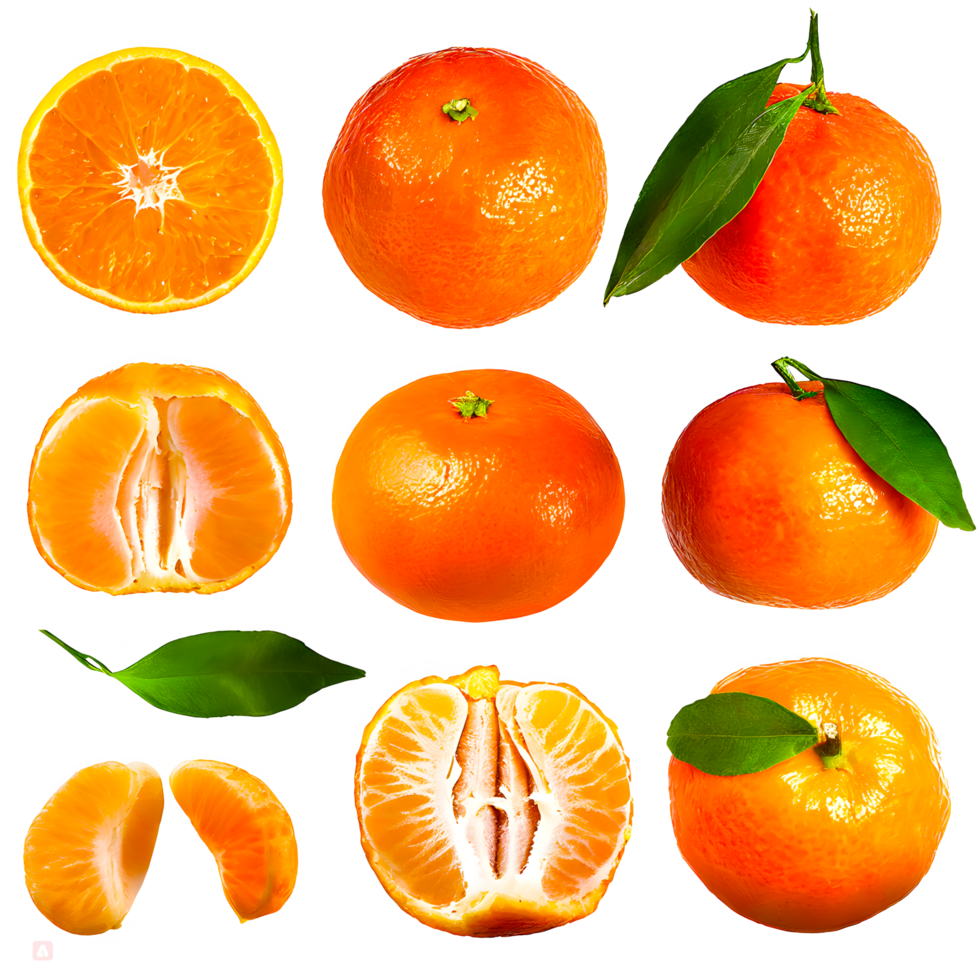 ai generado Mandarina naranja rebanado aislado en transparente antecedentes png