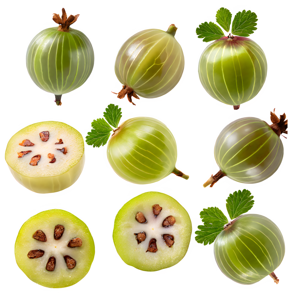 AI generated gooseberry sliced isolated on transparent background png