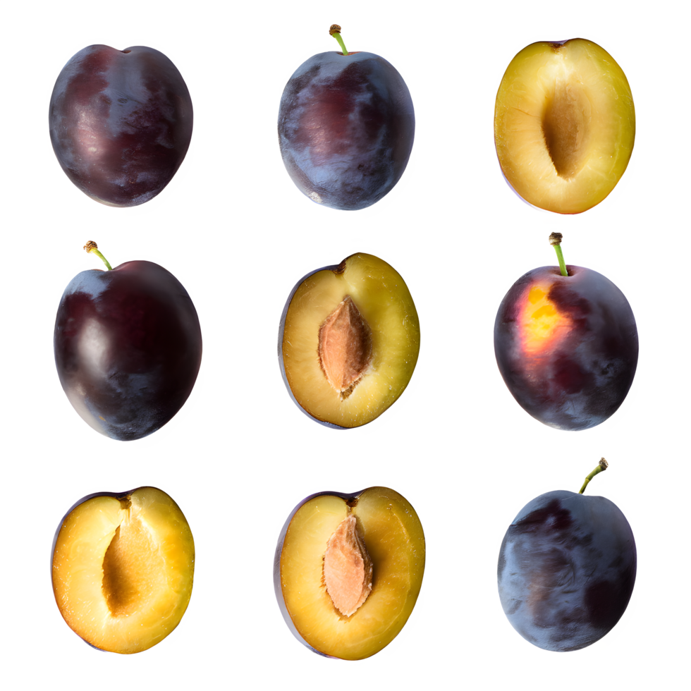 AI generated Fresh plum sliced isolated on transparent background png