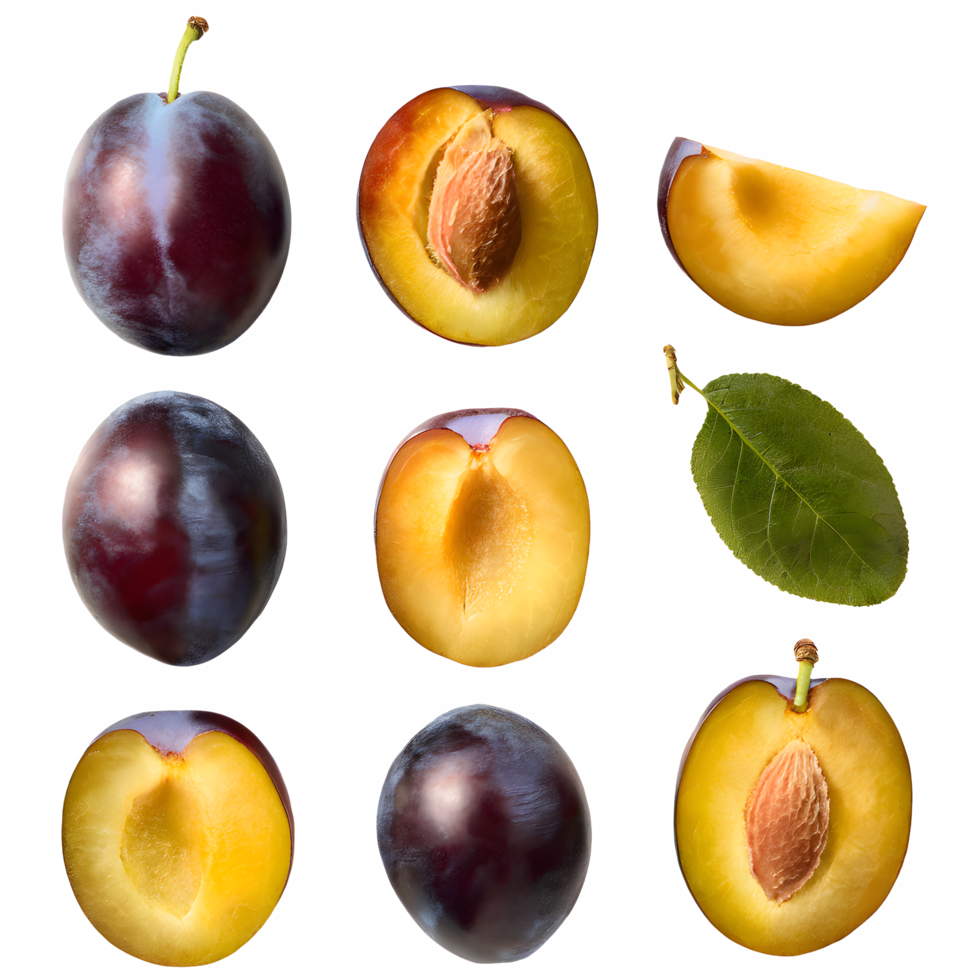 AI generated Fresh plum sliced isolated on transparent background png
