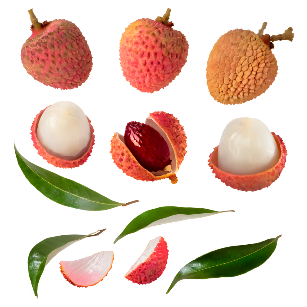 AI generated Fresh lychee sliced isolated on transparent background png