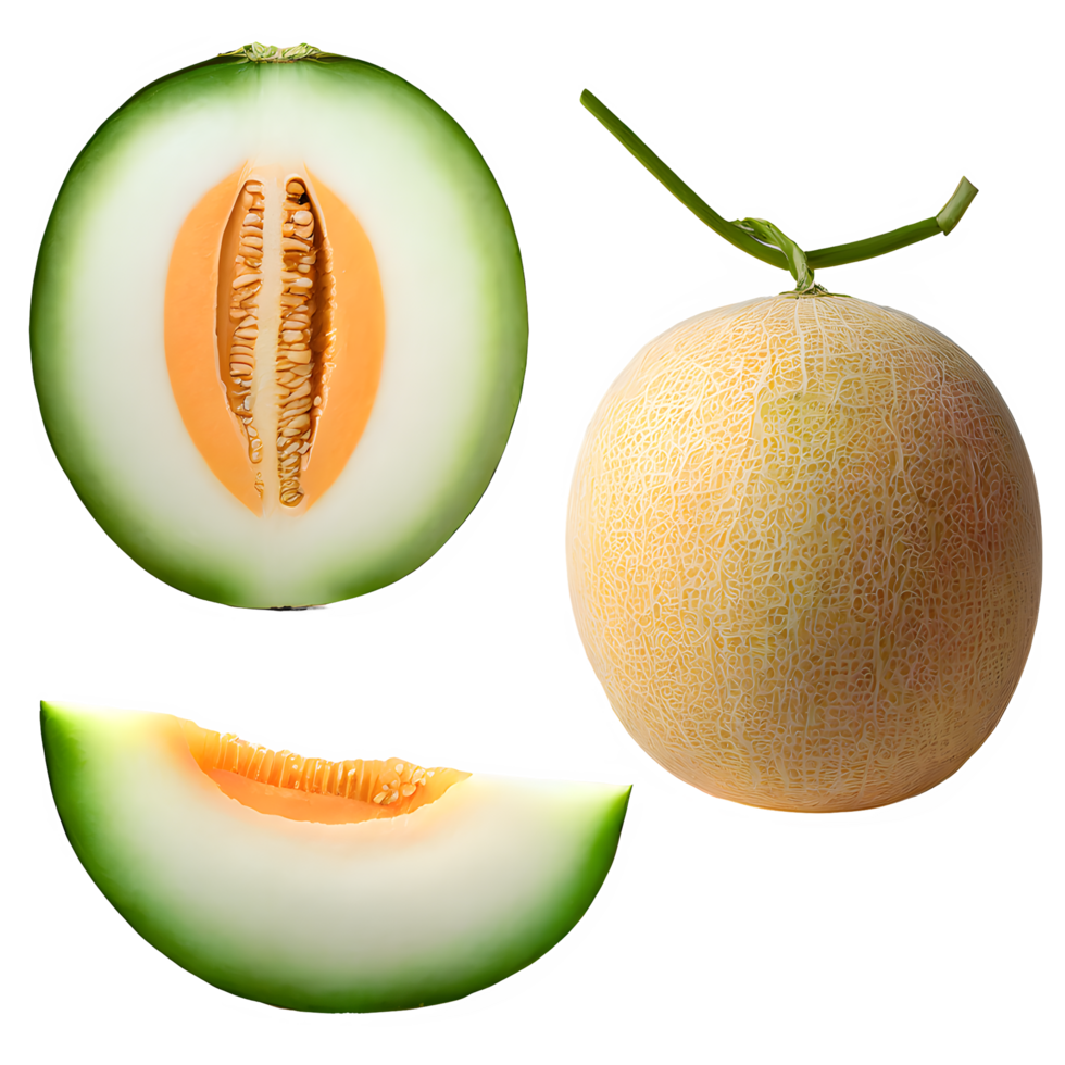 AI generated japanese melon sliced isolated on transparent background png