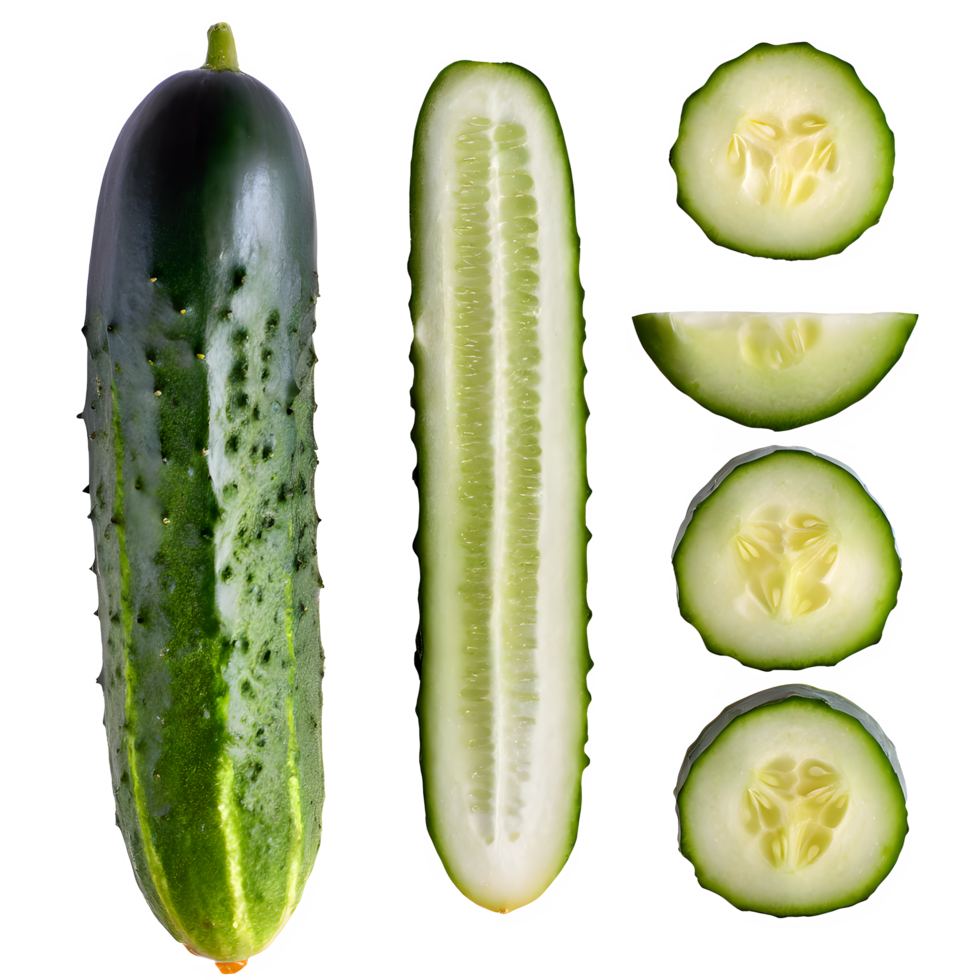 AI generated freash cucumber sliced isolated on transparent background png