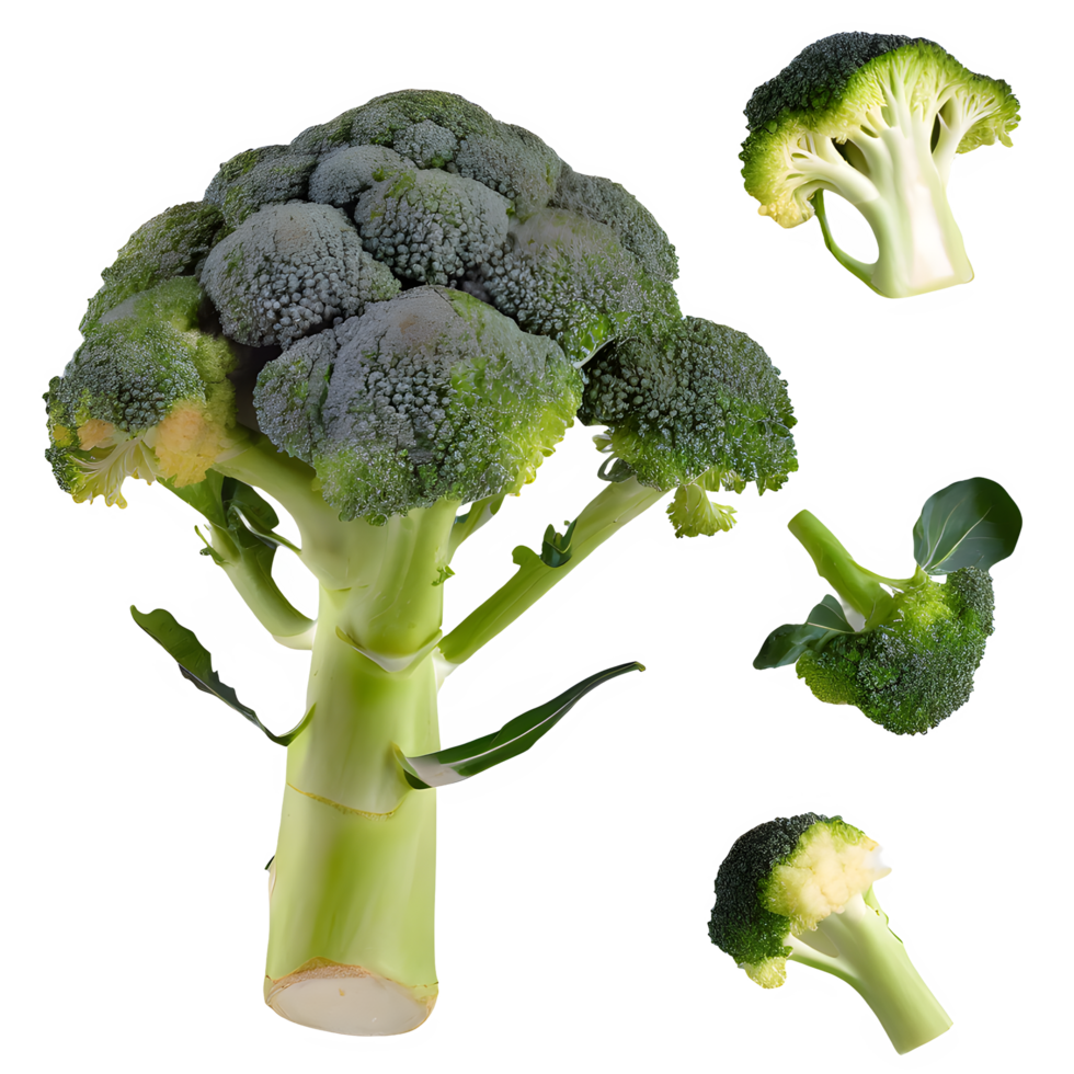AI generated broccoli sliced isolated on transparent background png