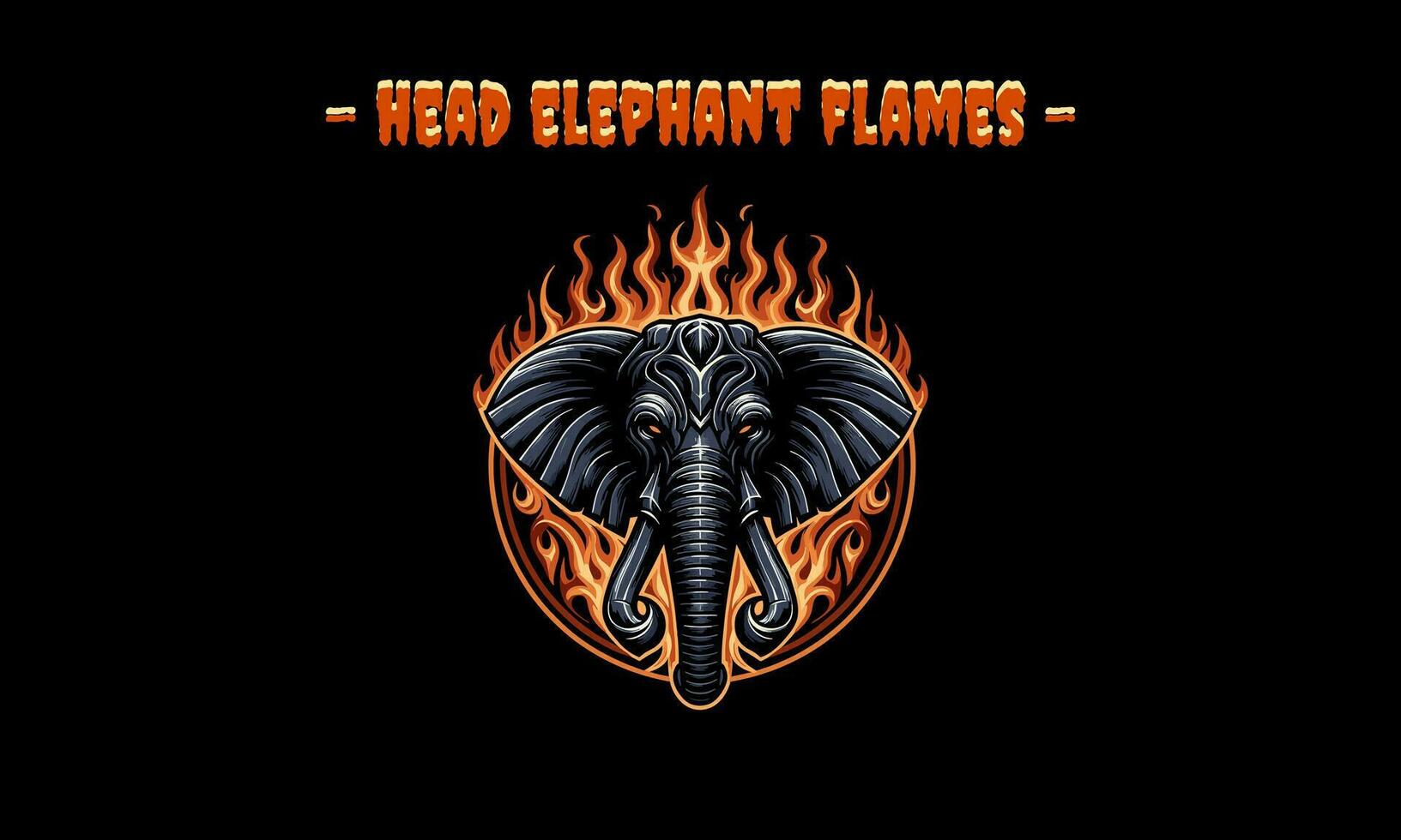 AI generated head elephant with flames vector flat design