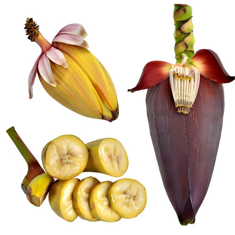 AI generated banana blossoms isolated on transparent background png