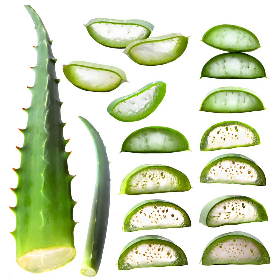 AI generated Aloe vera sliced isolated on transparent background png
