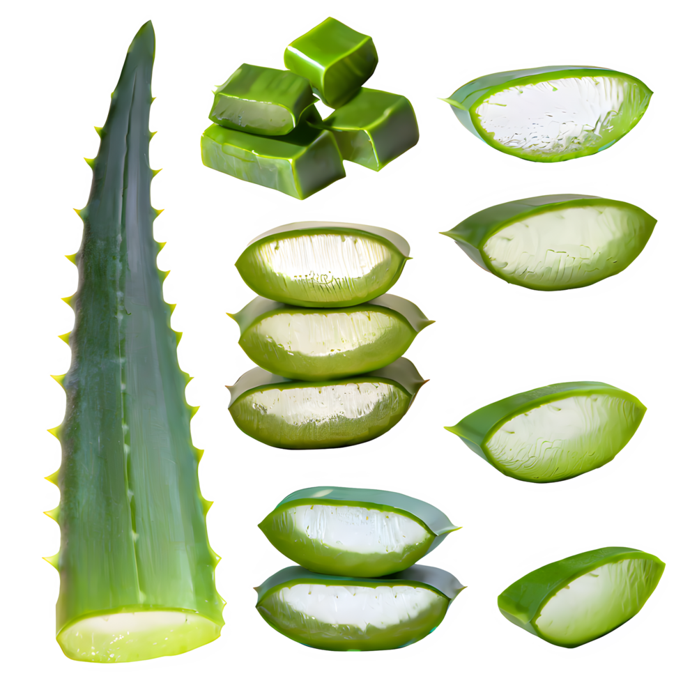 AI generated Aloe vera sliced isolated on transparent background png