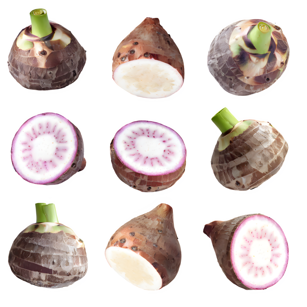 AI generated Raw taro sliced isolated on transparent background png