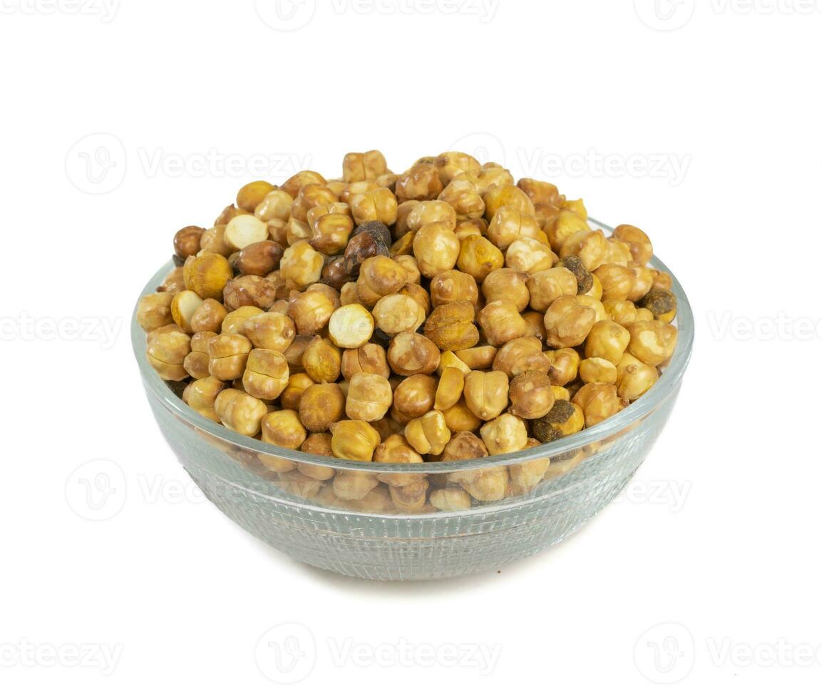 Roasted Chickpea or Dry Gram on White Background photo