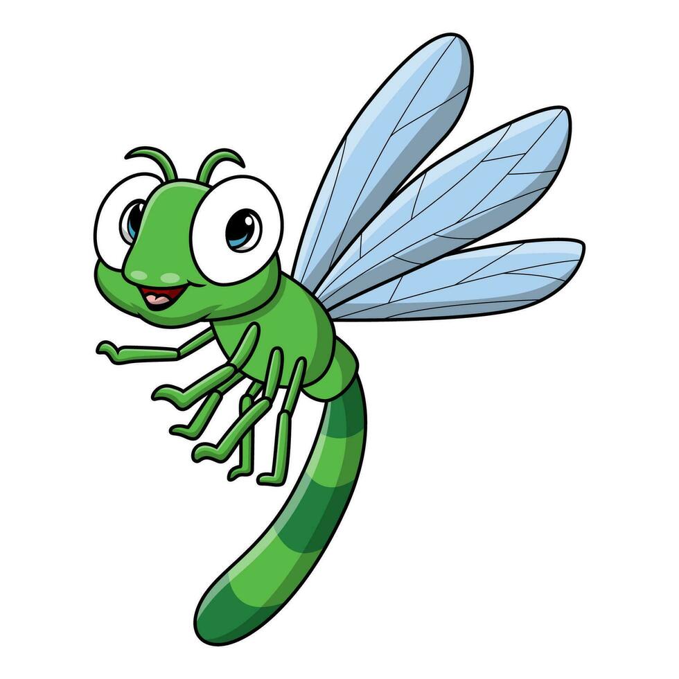 Cute dragonfly cartoon on white background vector