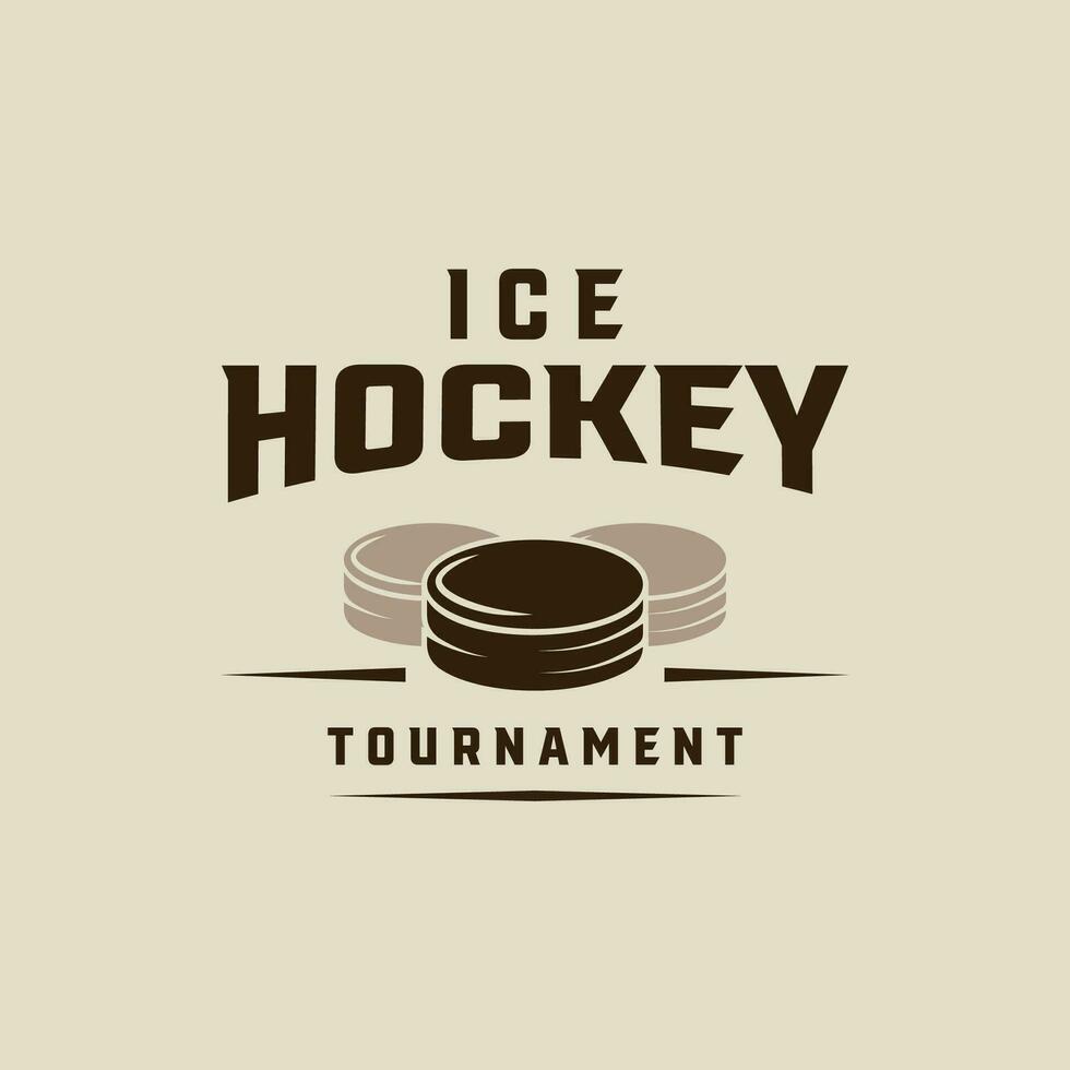 ice hockey puck logo vintage vector illustration template icon graphic design. winter sport club sign or symbol for tournament or shirt print stamp with typography style