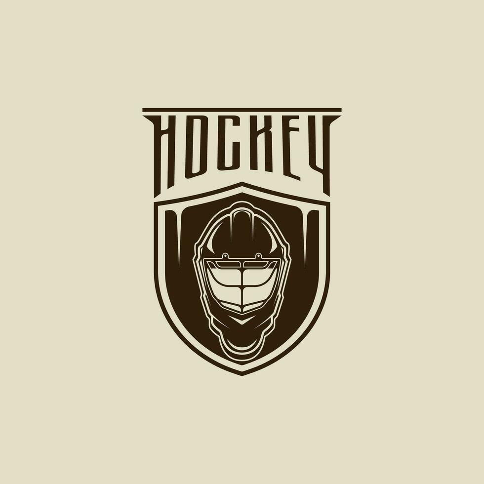 helmet ice hockey logo vector vintage illustration template icon graphic design. winter sport sign or symbol with badge shield emblem and typography for tournament or club shirt print stamp concept