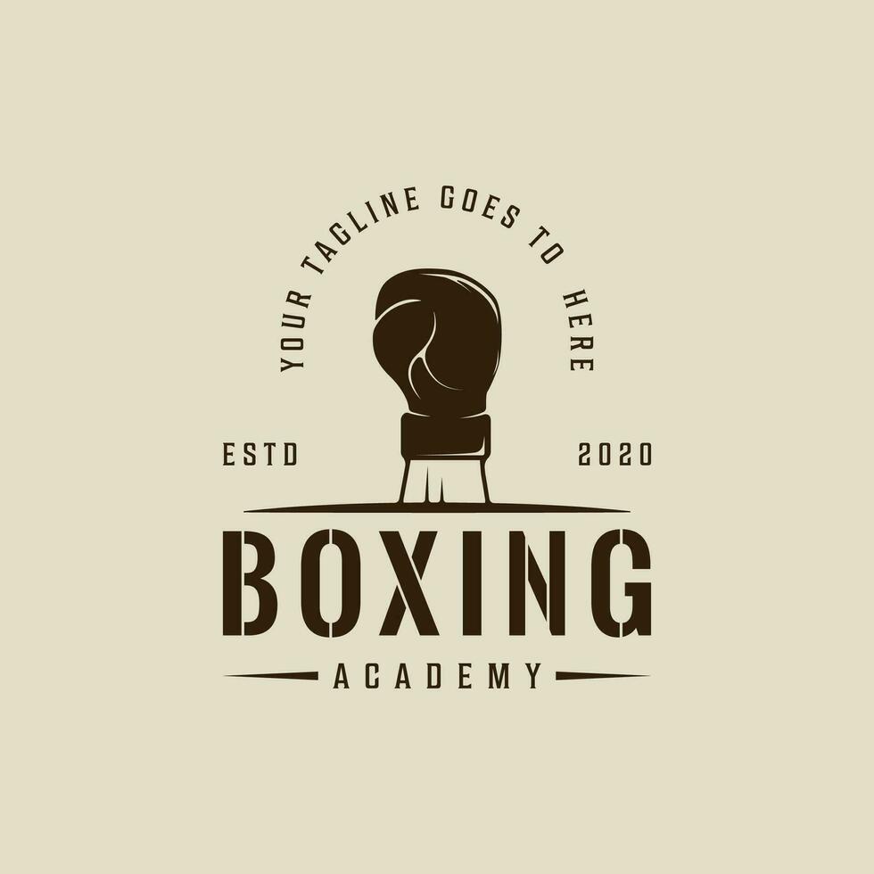 boxing logo vector vintage illustration template icon graphic design. fighting sport sign or symbol for academy or club or for competition or shirt print with retro typography concept