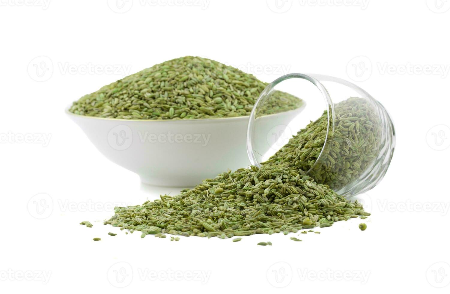 Healthy Fennel Seed or Saunf Indian Traditional Digestive Food on White Background photo