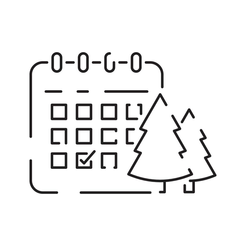 Christmas calendar line icon. Enchanting Happy New Year Calendar vector. vector