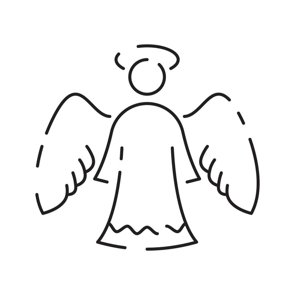 Navidad ángel línea icono. contento nuevo año ángel línea icono en blanco antecedentes. vector