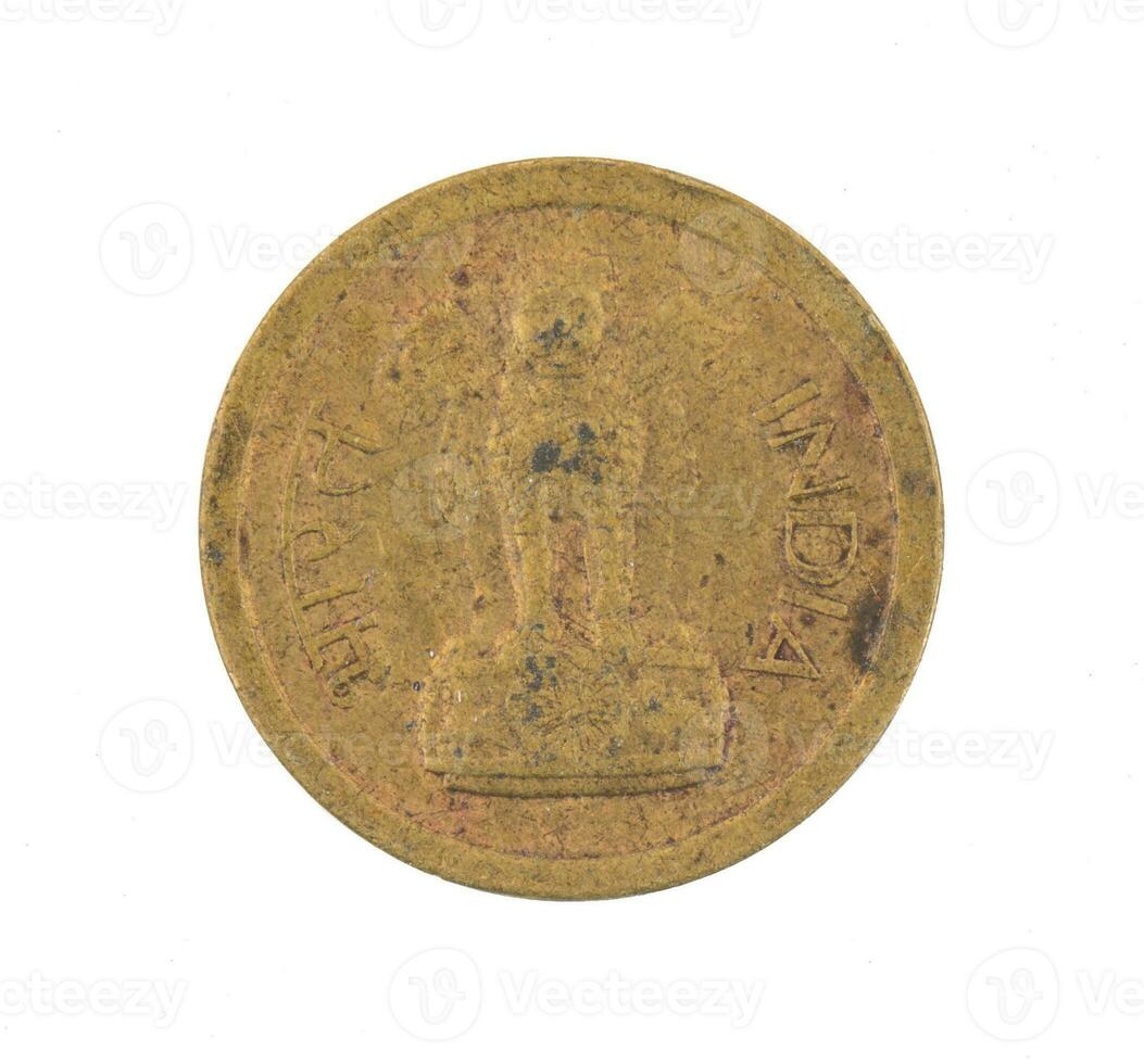 Indian old Coin or Indian Currency on White Background photo